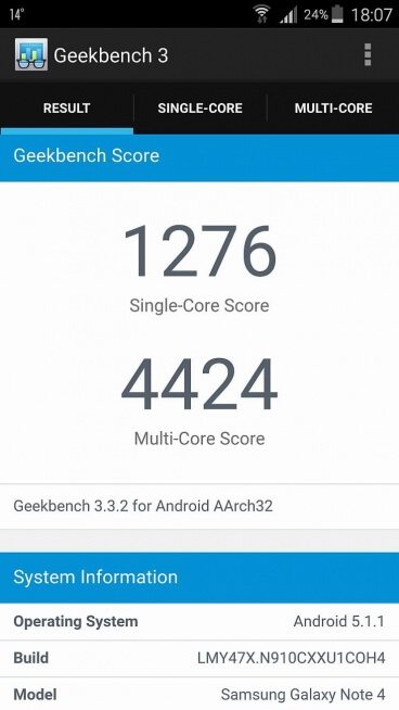 Samsung Note 4 Andorid 5.1.1 benchmark 4