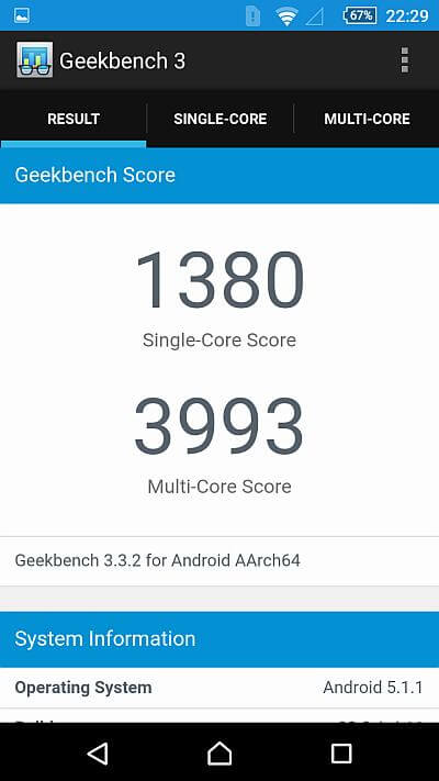 Sony Z5 Compact Geekbench
