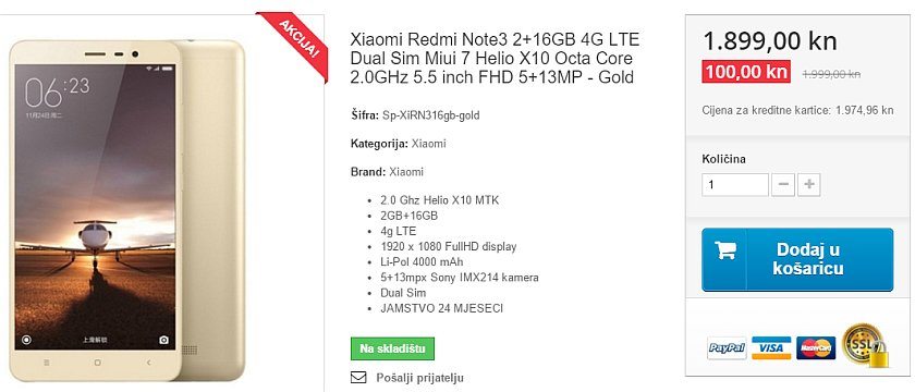 Xiaomi Redmi Note 3 gold