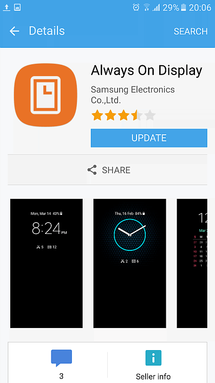 Samsung S7 edge Always On update 3