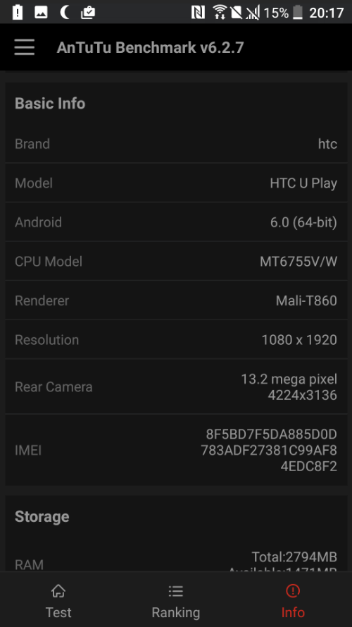 HTC U Play benchmark 2