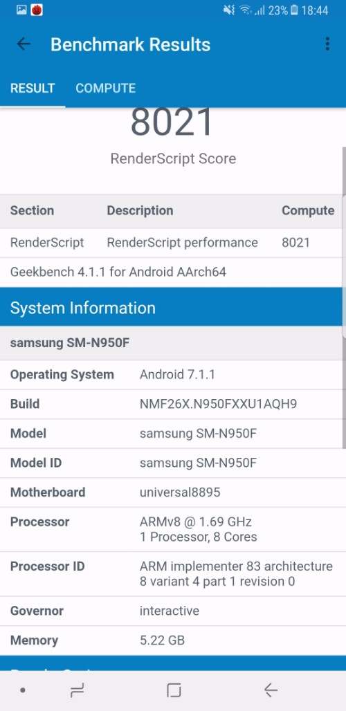 Samsung Note8 benchmark 9