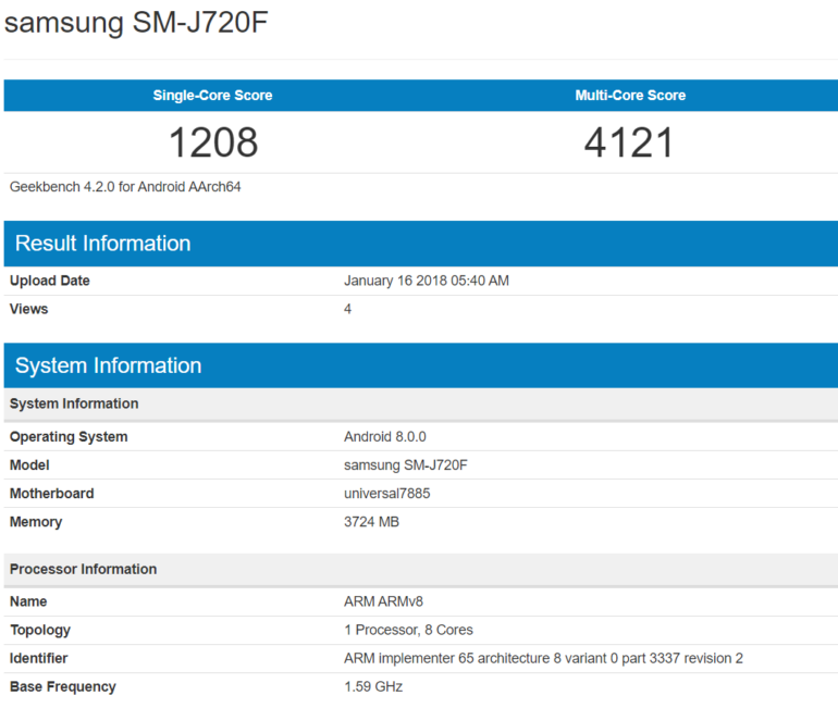 Samsung J8 2018 benchmark