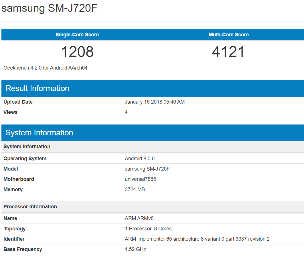 Samsung J8 2018 benchmark