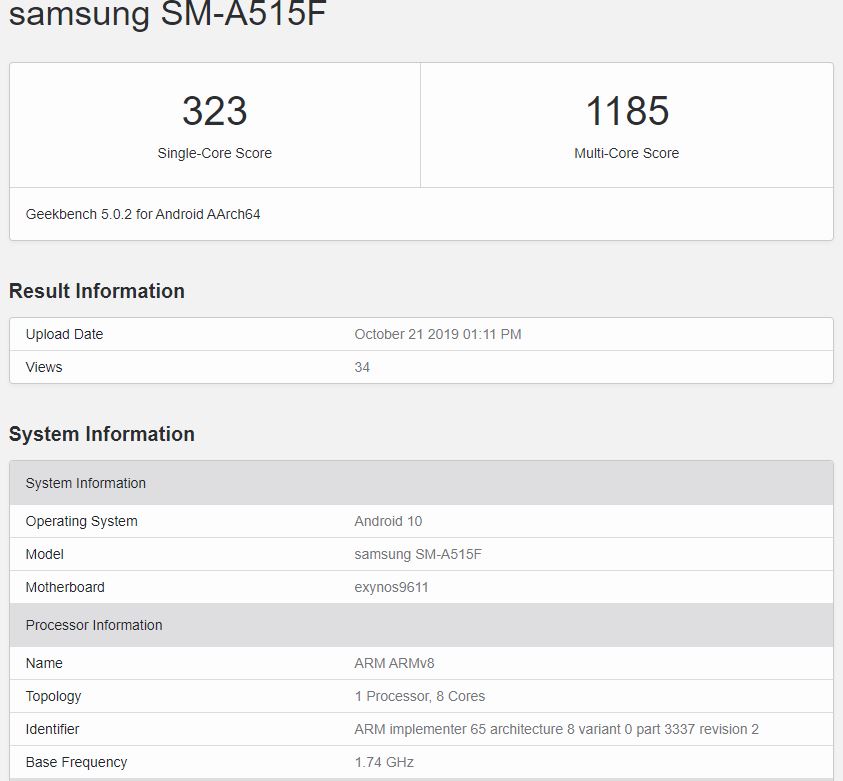 Samsung A51 benchmark