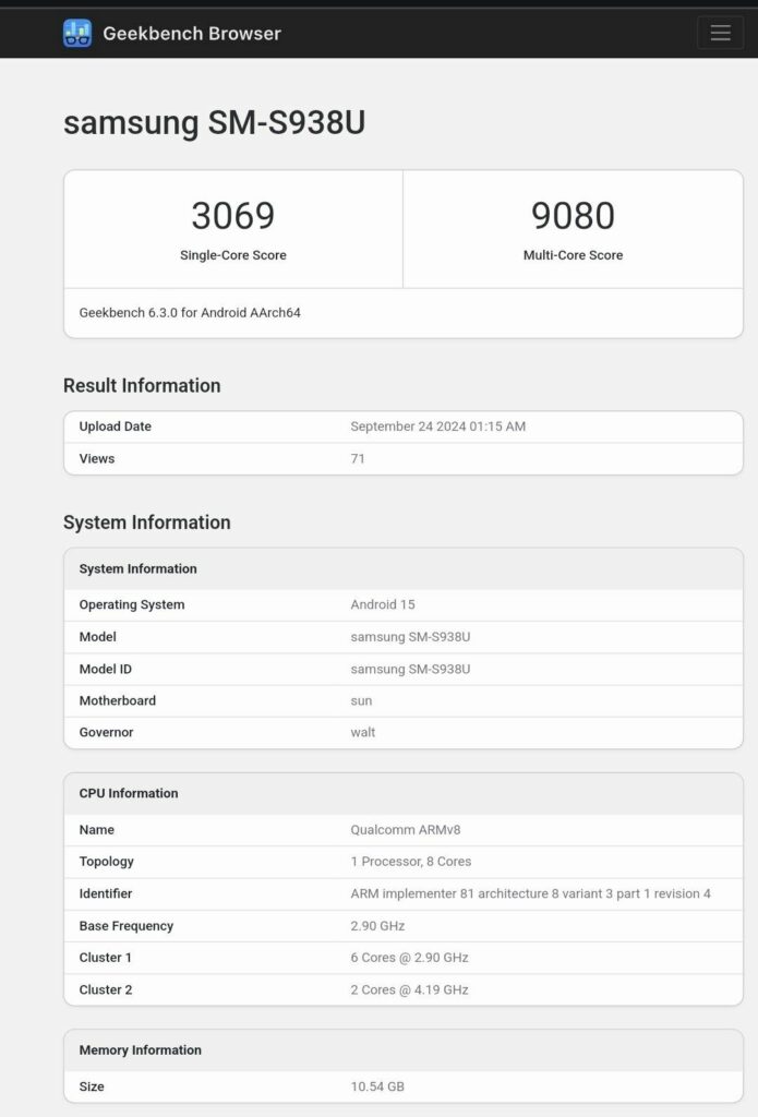 geekbench S25 Ultra